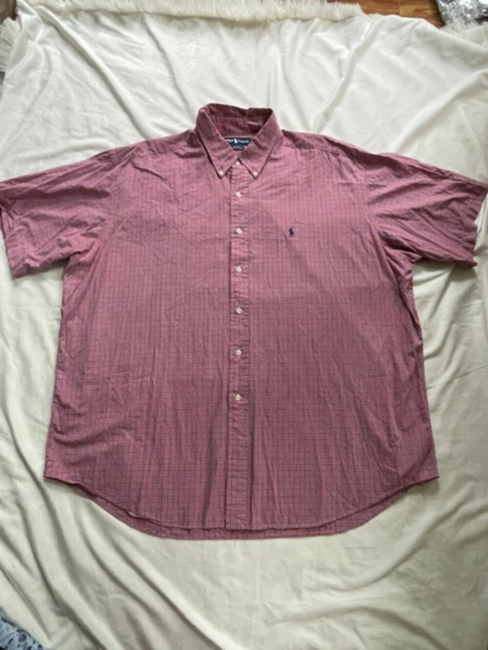 Ralph Lauren Blake Plaid Shirt Men's 100% Cotton Short-Sleeve, Red, Size XXL